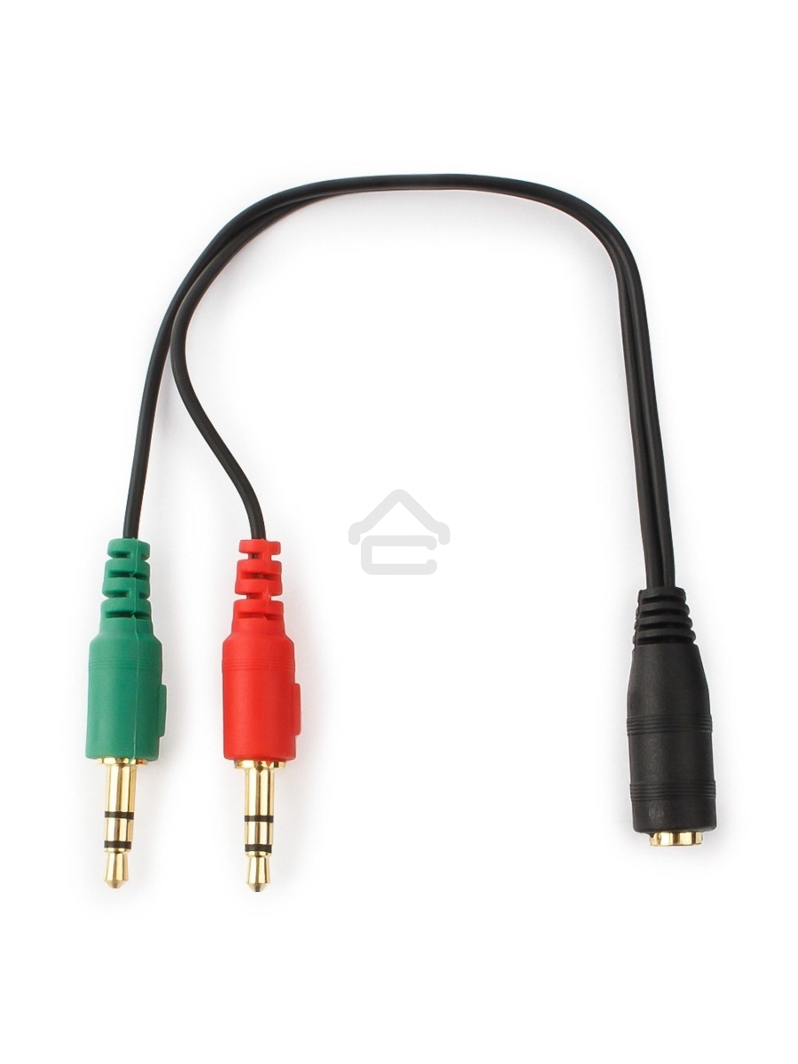 Кабель аудио сигнала Cablexpert, Jack3.5 нушники + 3.5 микрофон-> Jack3.5 4pin, длина 20см, черный