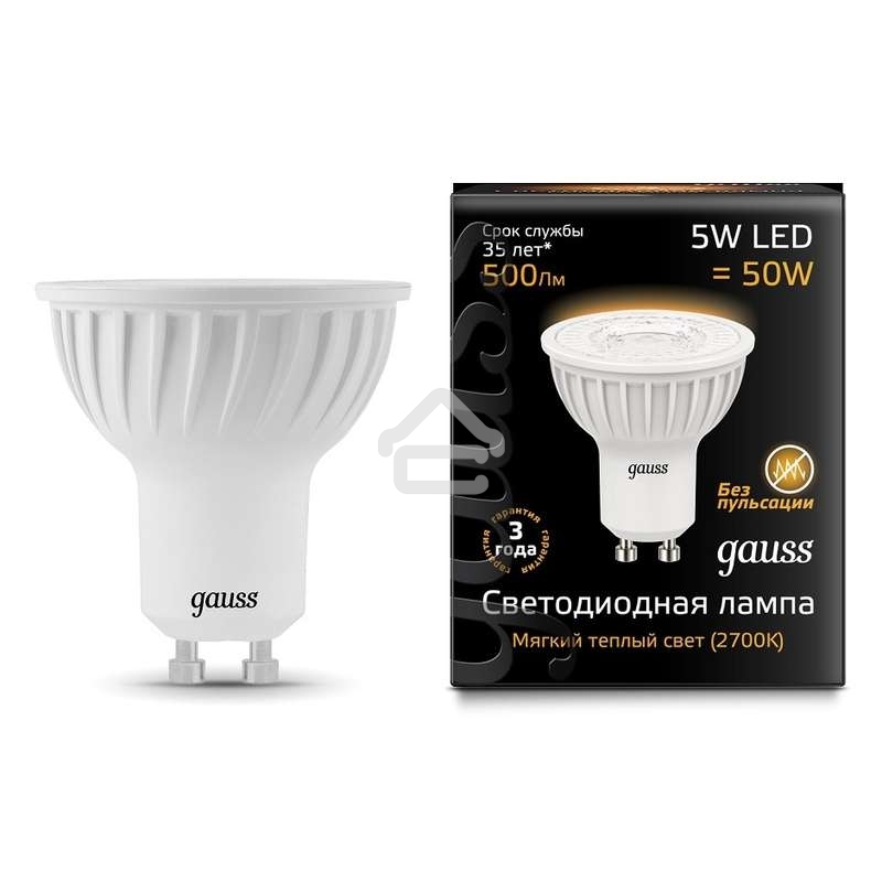 Лампа светодиодная GAUSS 101506105 LED MR16 GU10 5W 3000K