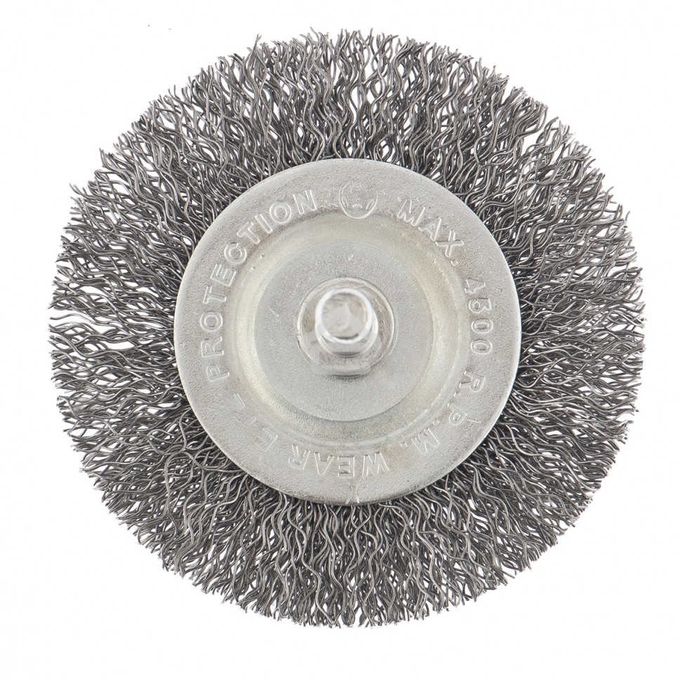Щетка для дрели Сибртех 60 мм, плоская со шпилькой, витая проволока 0,3мм