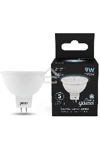 Лампа светодиодная Gauss 101505209 9Вт цок.:GU5.3 рефлек. 150B св.свеч.бел.нейт. MR16 (упак.:10шт)