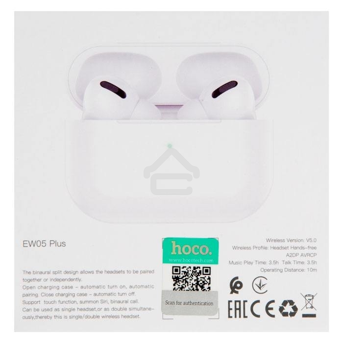 Наушники HOCO EW05 Plus беспроводные оригинальной серии с док станцией TWS, ANC, BT 5.1 белый