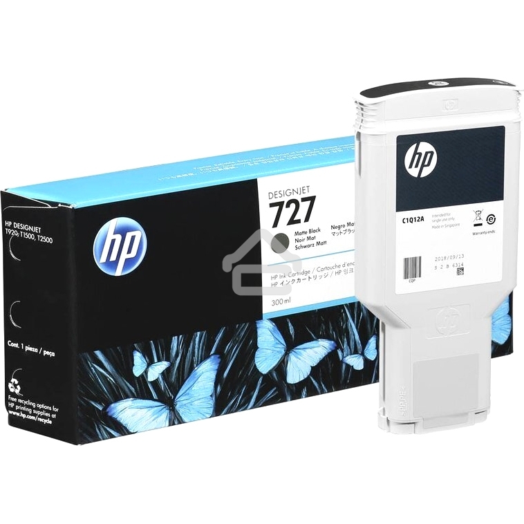 Картридж струйный HP 727 C1Q12A черный матовый, 300мл, для Designjet T920/T1500/T2500