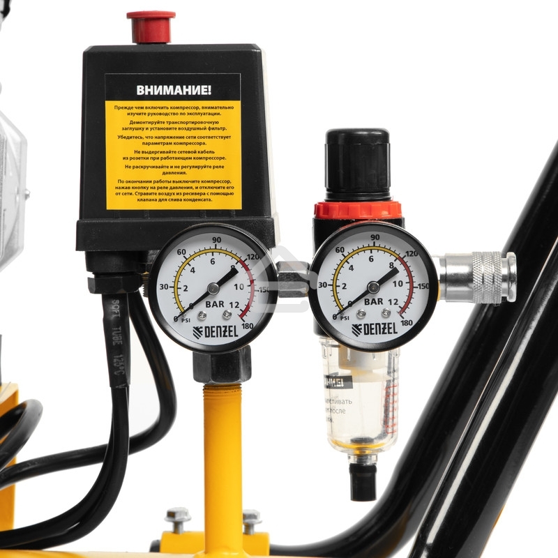 Компрессор безмаслянный малошумный Denzel DLS 1800/100,1800 Вт, 3х600, 100 л, 345 л/мин