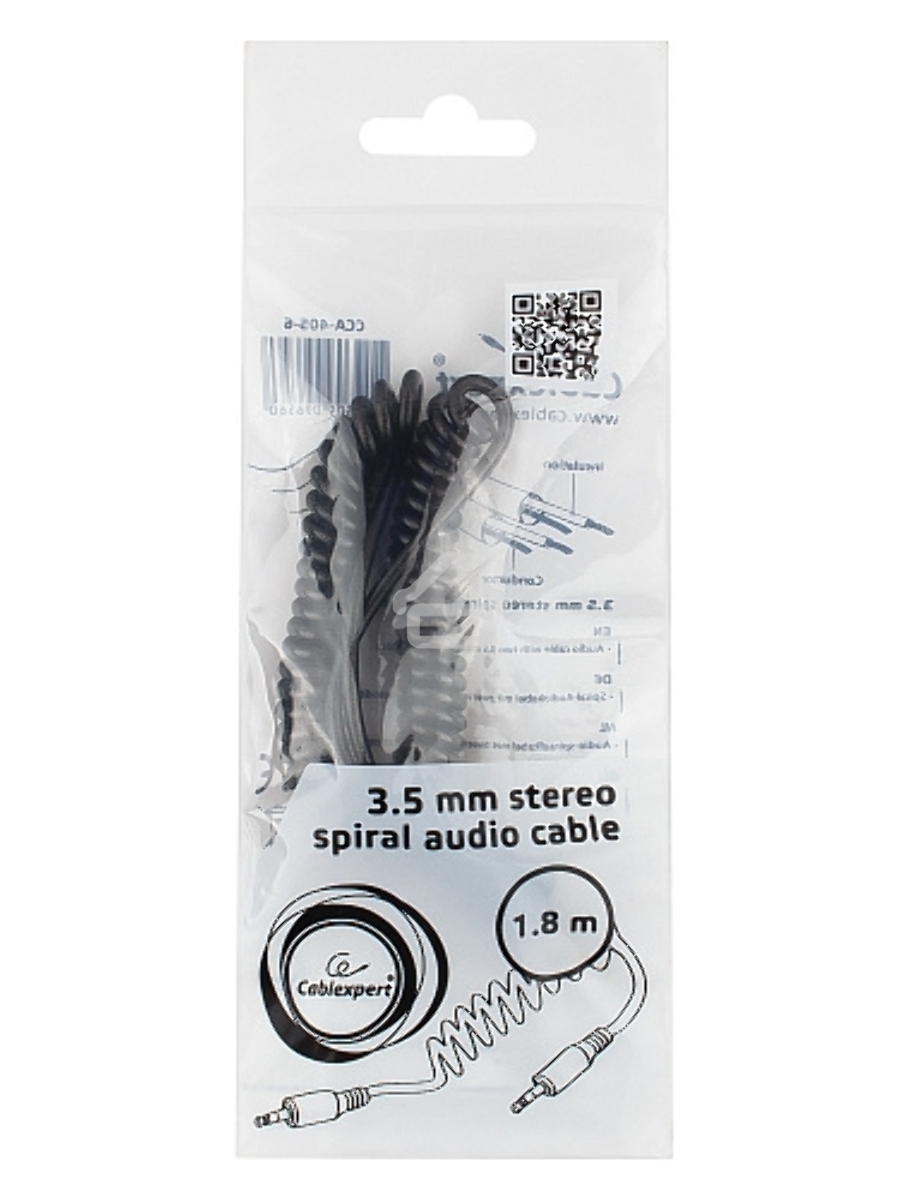 Кабель аудио Cablexpert CCA-405-6, Jack3.5 - Jack3.5, 2м, спиральный