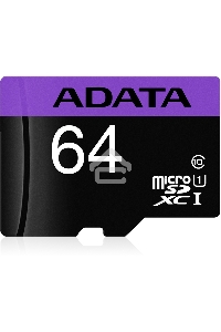Флеш карта microSDXC 64GB ADATA  UHS-1 CL10 (AUSDX64GUICL10-RA1) + SD adaptor