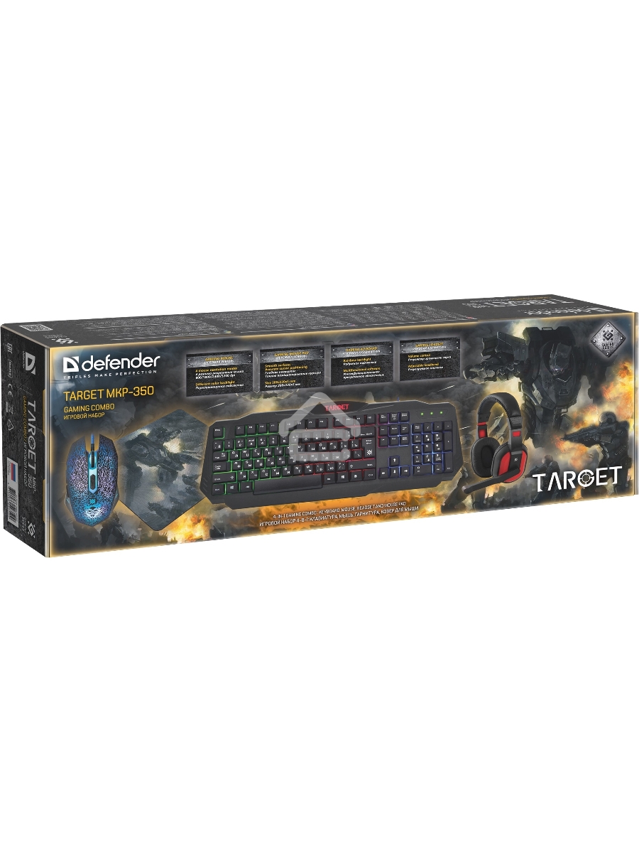 Клавиатура + мышка +PAD +HEADSET Defender TARGET MKP-350