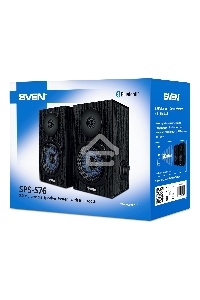Колонки 2.0 SVEN SPS-576 чёрные (2x4W, Bluetooth, дерево)