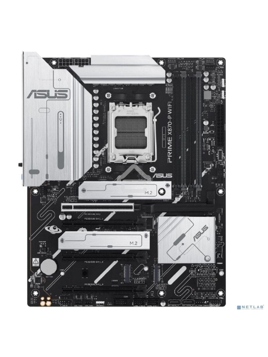 Материнская плата ASUS PRIME X870-P WIFI, AM5, AMD X870, 4xDDR5, 2xSATA, 4xM.2, 1xPCI-E 5.0 x16, 2xPCI-E 4.0 x1, 1xHDMI, 2xUSB-C, 1x 2.5Gb LAN, 4xUSB-A 3.2 Gen 1, 1xUSB-A 3.2 Gen 2, 4xUSB-A 2.0, 3x3.5 мм, 7.1, 1xWi-Fi 7, ATX
