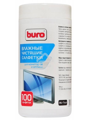 Чистящие средства BURO BU-TSCRL 817440 Туба с чистящими салфетками, для экранов и оптики, 100 шт.