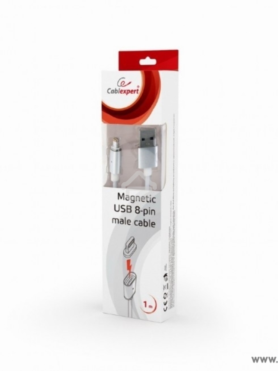 Кабель Cablexpert магнитный USB 2.0 CC-USB2-AMLMM-1M, AM/ iPhone lightning, магнитный кабель, 1м, алюминиевые разъемы, коробка