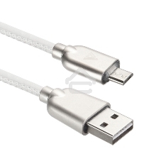 Кабель USB ACD-Allure MicroUSB - USB-A Кожа, 1м, белый