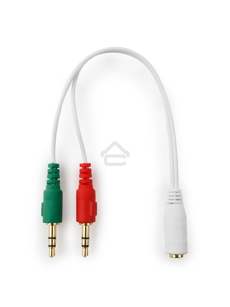 Кабель аудио сигнала Cablexpert, Jack3.5 нушники + 3.5 микрофон-> Jack3.5 4pin, длина 20см, белый