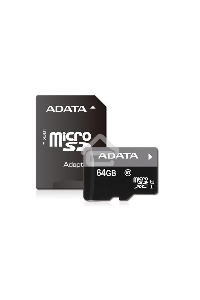 Флеш карта microSDXC 64GB ADATA  UHS-1 CL10 (AUSDX64GUICL10-RA1) + SD adaptor