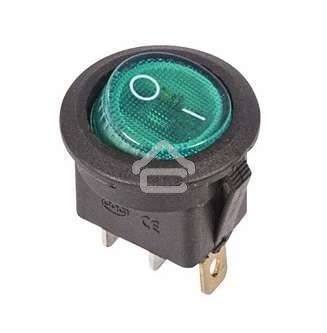 Выключатель клавишный Rexant круглый 250V 6А (3с) ON-OFF зеленый с подсветкой