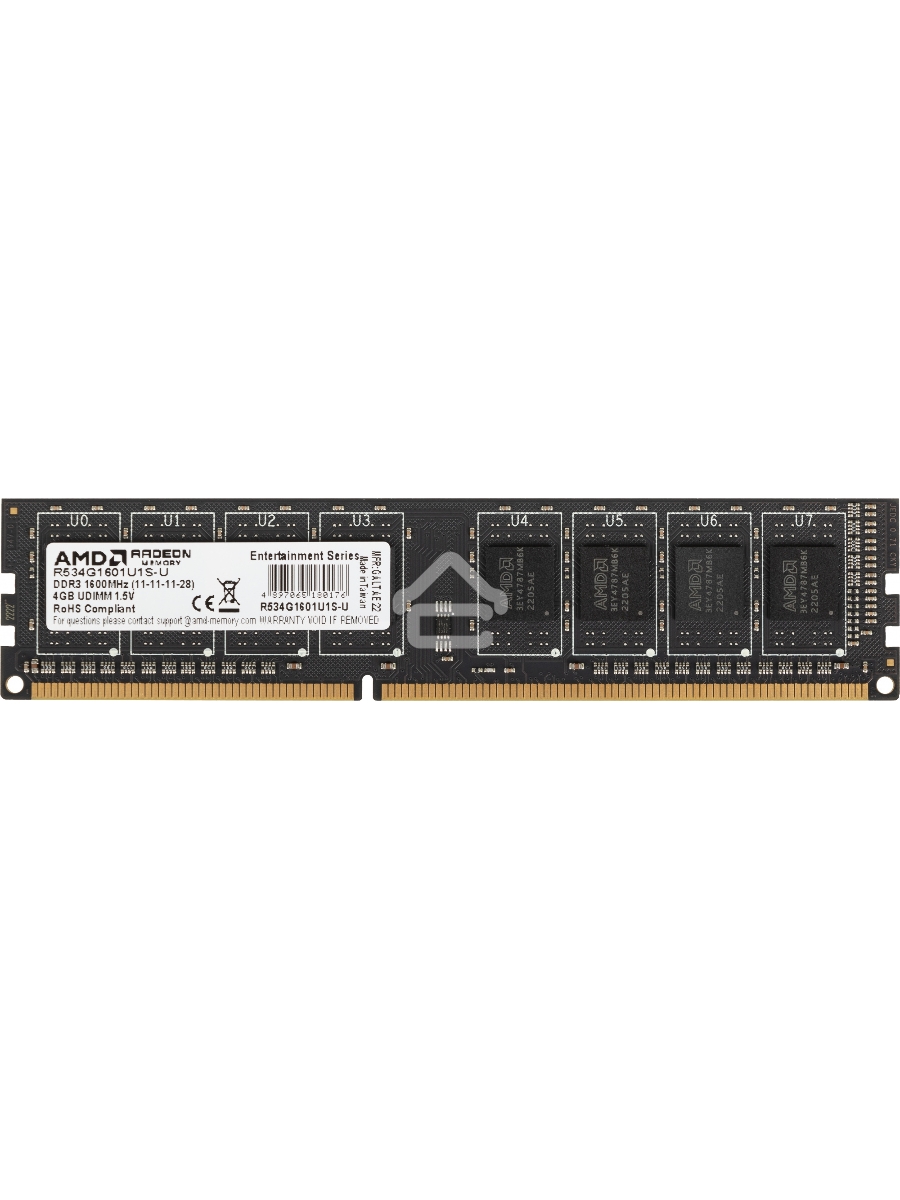 Оперативная память AMD Radeon R5, DDR3, 4GB (1x4GB), 1600MHz, CL11, DIMM