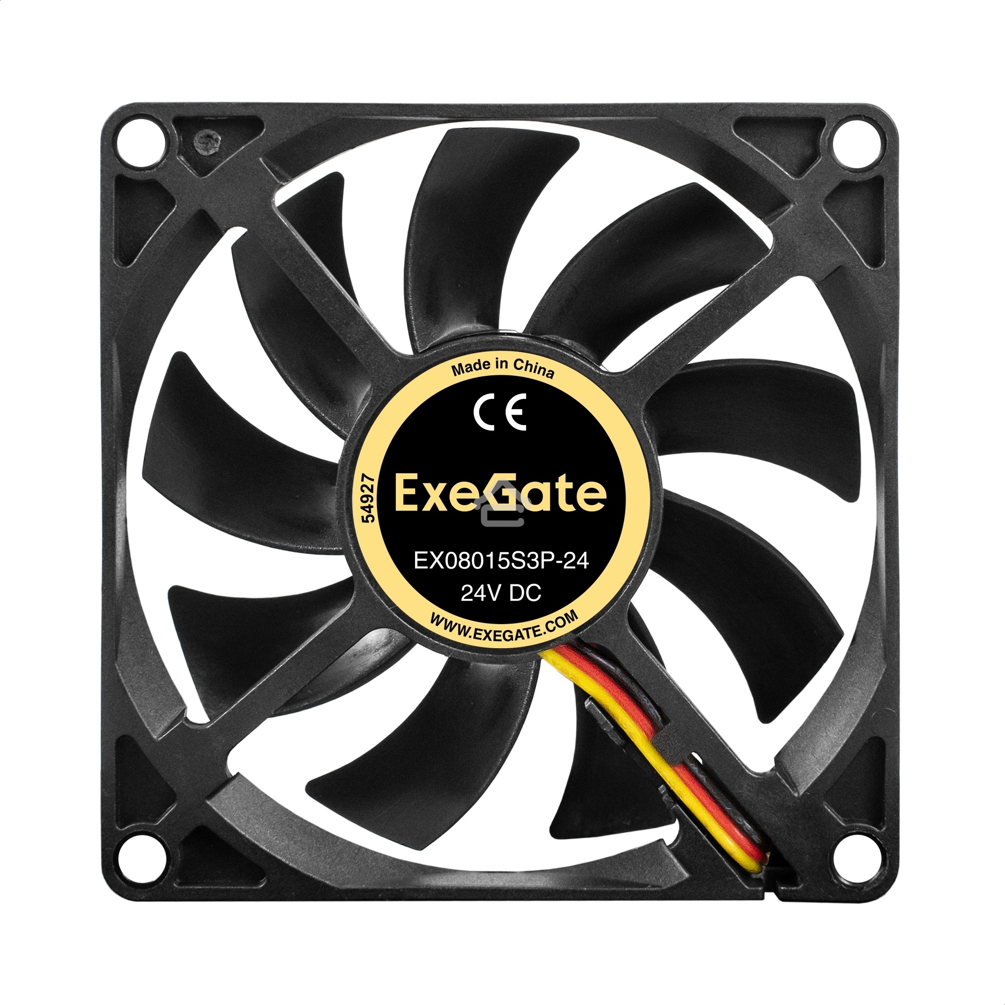 Вентилятор для корпуса ExeGate EX08015S3P-24 черный, 80 мм, 2500 об/мин, 30.1 дБ, 3 pin