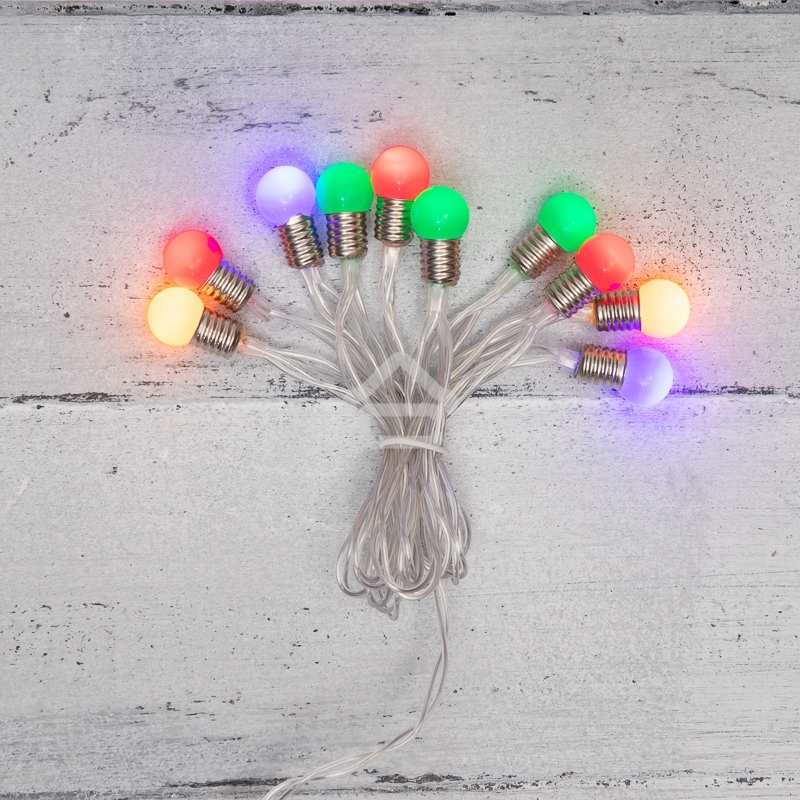 Гирлянда светодиодная «Мини-лампочки» 1.5 м, 10 LED, прозрачный ПВХ, цвет свечения мультиколор, 2 х АА (батарейки не в комплекте) NEON-NIGHT