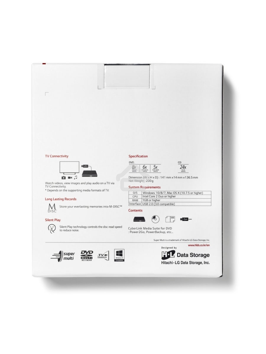 Оптический привод DVD-RW LG GP57ES40 серебристый USB внешний
