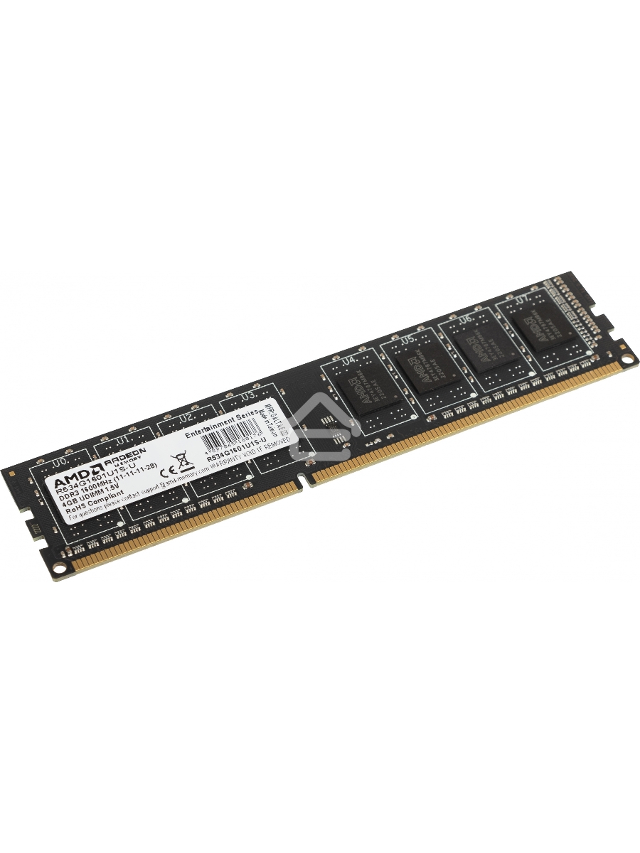 Оперативная память AMD Radeon R5, DDR3, 4GB (1x4GB), 1600MHz, CL11, DIMM