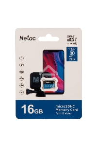 Флеш карта microSDHC 16GB Netac P500 <NT02P500STN-016G-S>  (без SD адаптера) 80MB/s