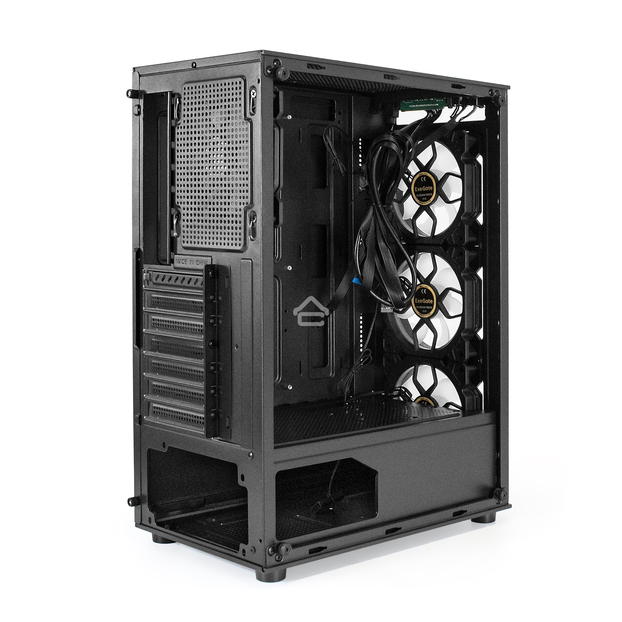 Компьютерный корпус Miditower ExeGate i3 BASE (ATX, без БП, с окном, 1*USB+1*USB 3.0, аудио, 4 вент. 12см с RGb подсветкой)