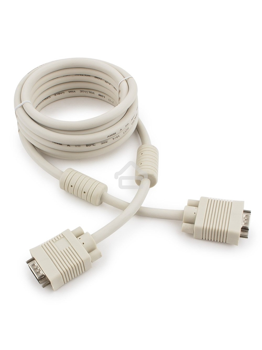 Кабель Gembird/Cablexpert CC-PPVGA-10, Кабель VGA Premium 15M/15M, 3.0м, белый, тройной экран, феррит.кольца