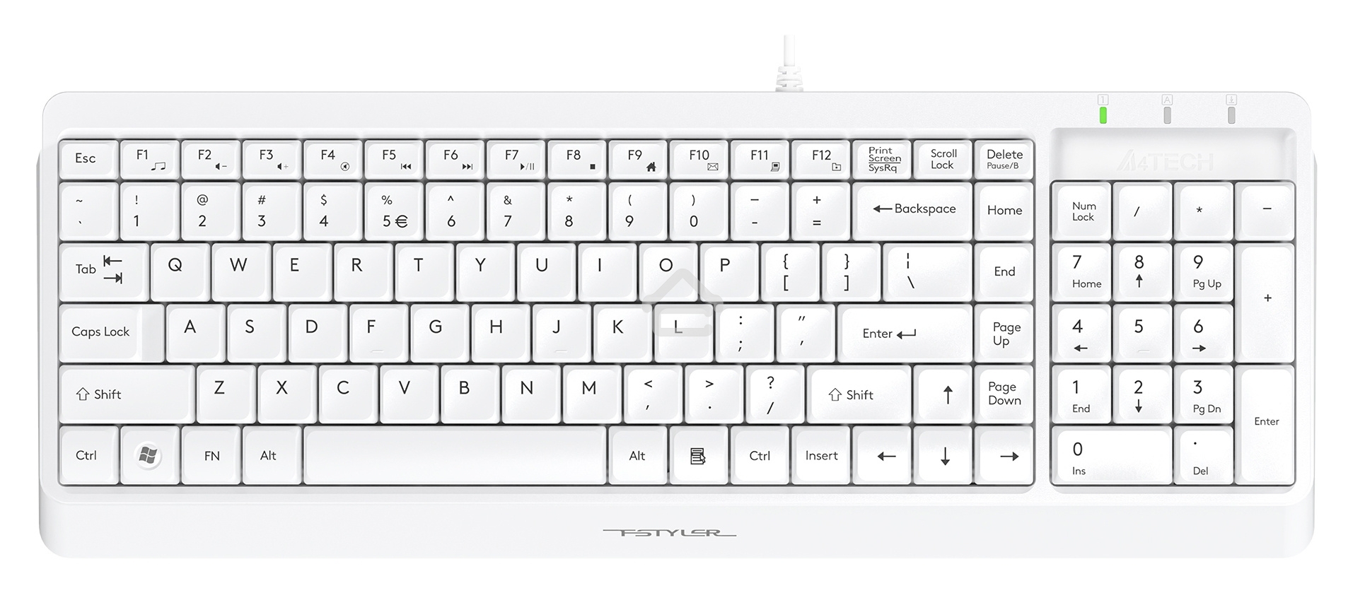 Клавиатура + мышь A4Tech Fstyler F1512 клав:белый мышь:белый USB