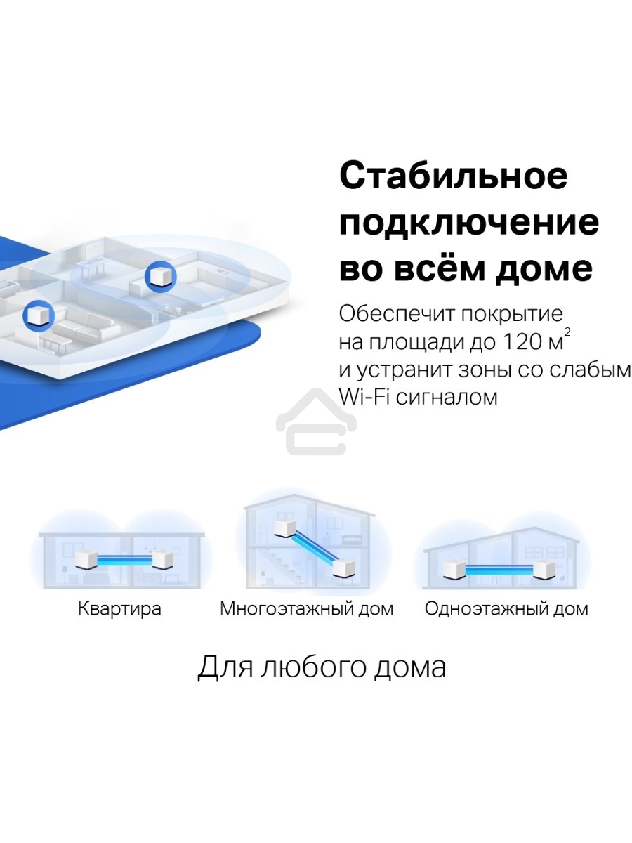 Система Mercusys MESH AC1900 Whole Home Mesh Wi-Fi System, 3× Internal Antennas, 3×GB ports (WAN/LAN) (2-pack)