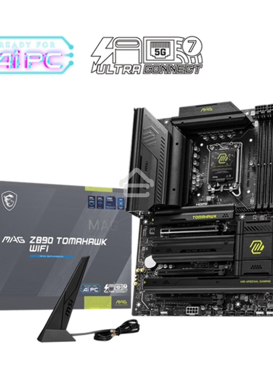 Материнская плата MSI MAG Z890 TOMAHAWK WIFI, LGA 1851, Intel Z890, 4xDDR5, 4xSATA, 4xM.2, 1xPCIe 5.0 x16, 2xPCIe 4.0 x4, 1xHDMI, 2xUSB-C Thunderbolt 4, 1xUSB-C 3.2 Gen 2, 3xUSB-A 3.2 Gen 2, 4xUSB-A 3.2 Gen 1, 1x 5Gb LAN, 2x3.5 мм, 7.1, ATX