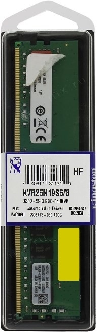 Оперативная память Kingston ValueRAM, DDR4, 8GB (1x8GB), 2666MHz, CL19, DIMM