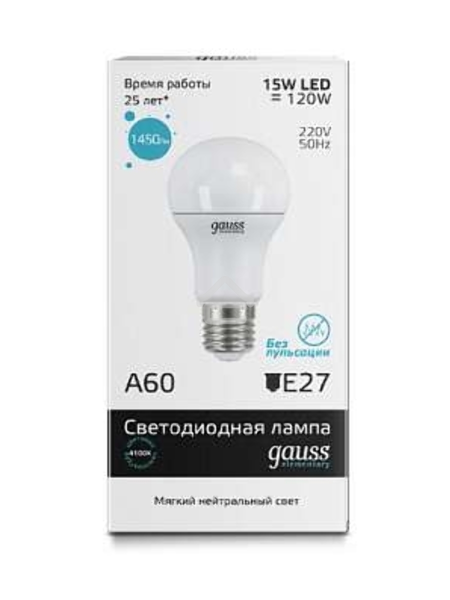 Светодиодная лампа Gauss LED Elementary 23225A60 15W E27 4100K 1/10/40 груша