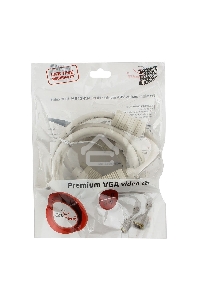 Кабель Gembird/Cablexpert CC-PPVGA-10, Кабель VGA Premium  15M/15M, 3.0м, белый, тройной экран, феррит.кольца 