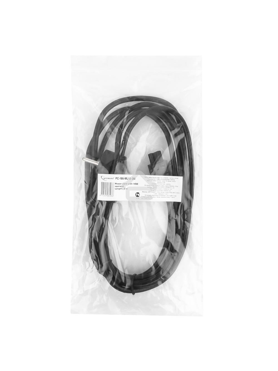 Кабель Кабель питания для ноутбуков Gembird/Cablexpert, 3м, Schuko- C5, 10А (PC-186-ML12-3M)