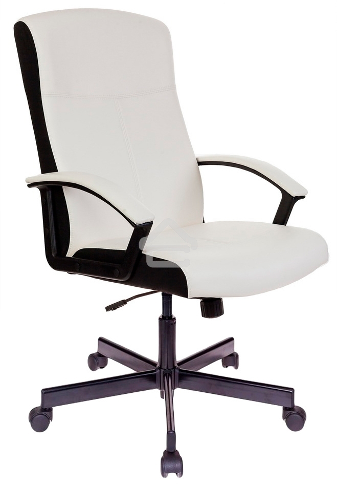 Кресло руководителя Бюрократ DOMINUS-WH белый/черный искусственная кожа крестовина металл
