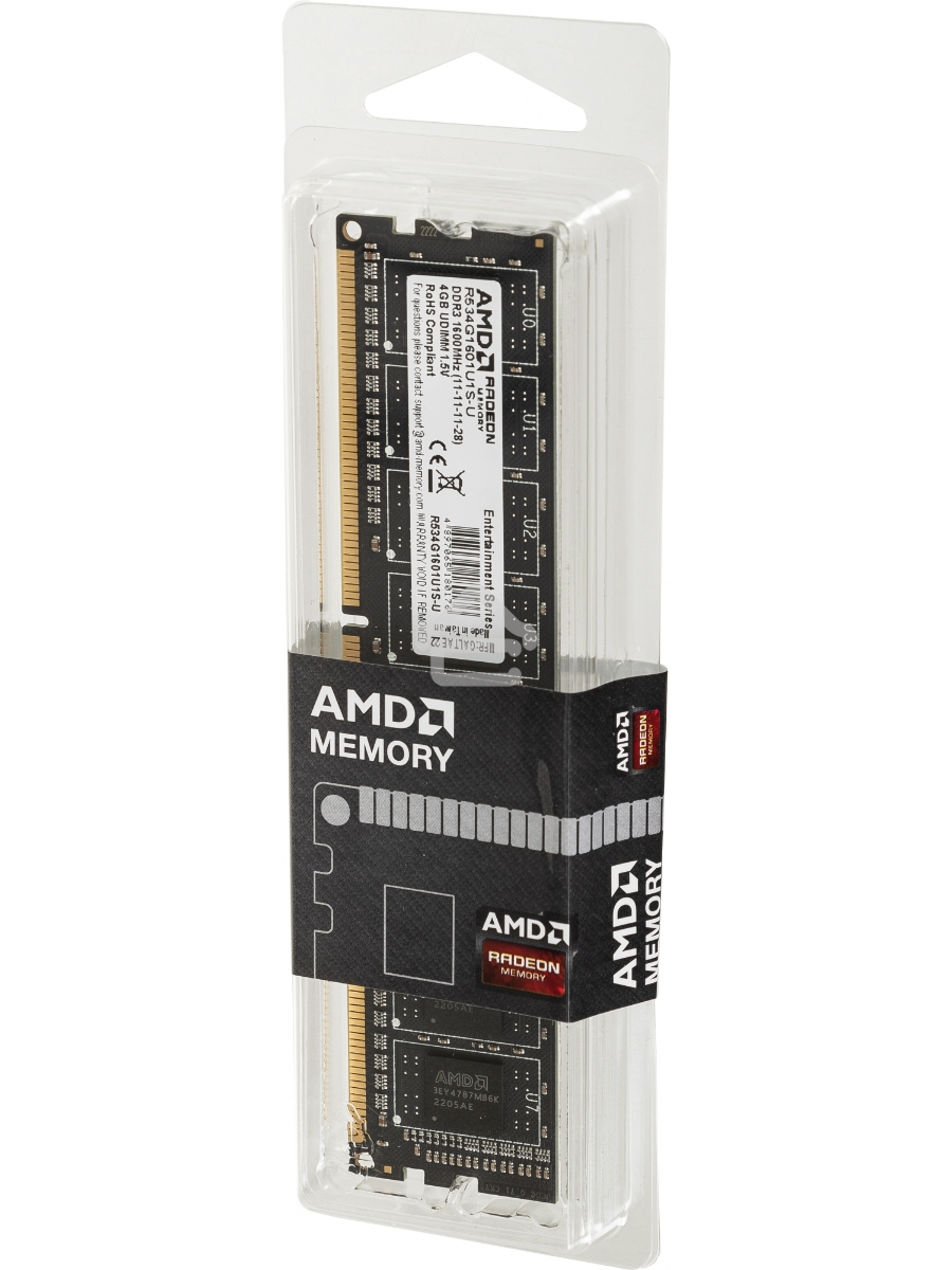 Оперативная память AMD Radeon R5, DDR3, 4GB (1x4GB), 1600MHz, CL11, DIMM