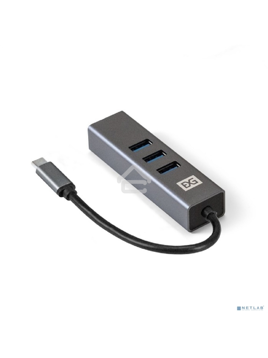 Хаб USB (концентратор) ExeGate DUB-4TC (кабель-адаптер USB Type C --> 4xUSB3.0, Plug&Play, серебристый)