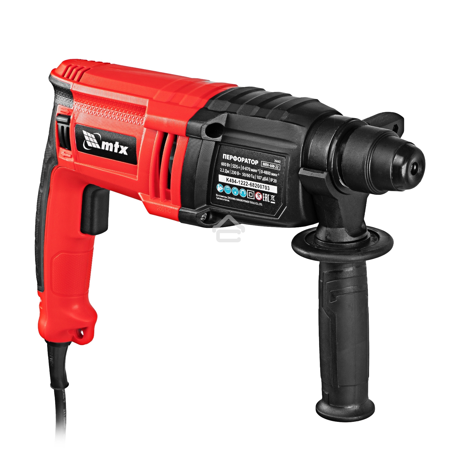 Перфоратор электрический MTX MRH-600-22, SDS-Plus, 600 Вт, 2,2 Дж, 3 плюс 1 реж.