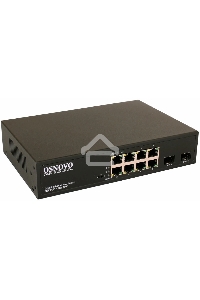 Коммутатор OSNOVO Гигабитный PoE коммутатор на 10 портов, 8 *10/100/1000 Base-T PoE, 2*SFP 1000 Base-T, PoE на порт до 30W, суммарно до 150W
