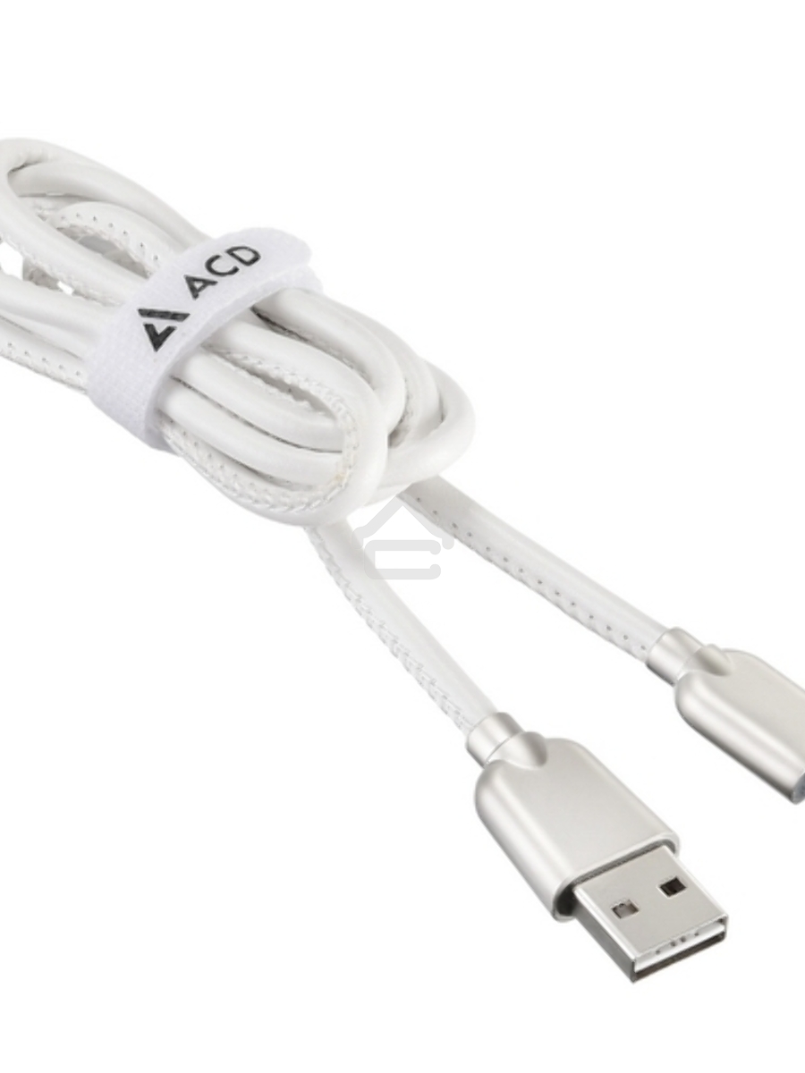 Кабель USB ACD-Allure MicroUSB ~ USB-A Кожа, 1м, белый (ACD-U926-M1W)