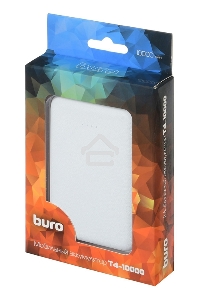Мобильный аккумулятор Buro T4-10000 Li-Pol 10000mAh 2A+1A белый 2xUSB