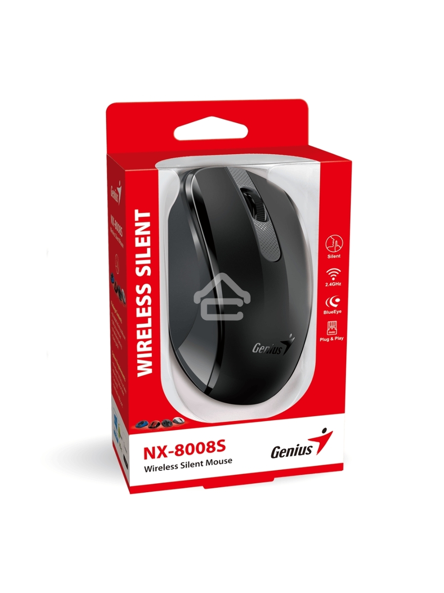 Мышь беспроводная Genius NX-8008S черный, 1200 dpi, радиоканал, USB, кнопки - 3