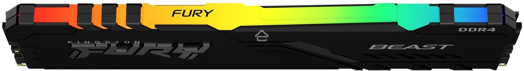 Оперативная память Kingston Fury Beast, DDR4, 64GB (2x32GB), 3200MHz, CL16, DIMM, с радиатором, RGB, черный