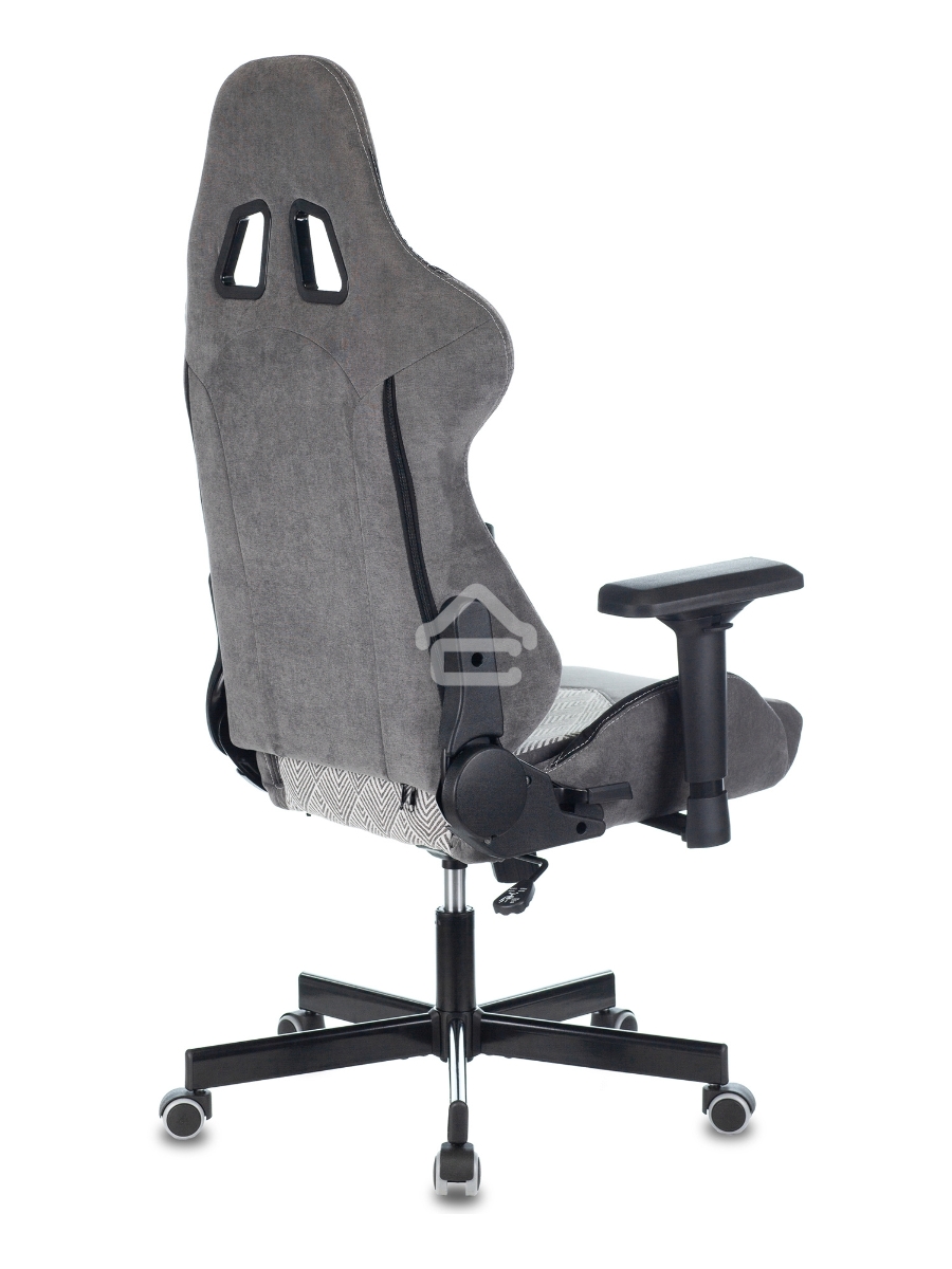 Кресло игровое Zombie VIKING 7 KNIGHT Fabric серый Loft ромбик текстиль/эко.кожа с подголов. крестовина металл