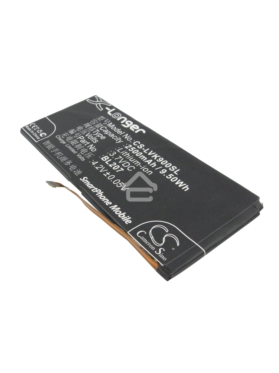 Аккумулятор CameronSinoCS-LVK900SL BL207 для Lenovo K9003.7V / 2500mAh / 9.50Wh