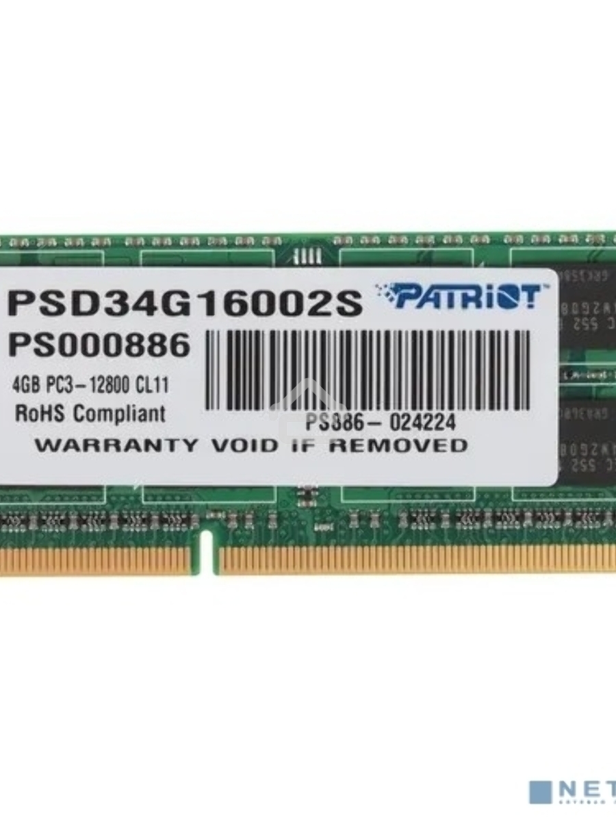 Оперативная память Patriot, DDR3, 4GB (1x4 GB), 1600 MHz, CL11, SO-DIMM