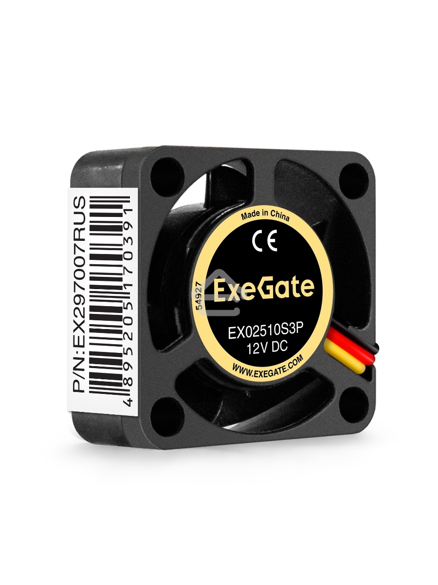 Вентилятор для корпуса ExeGate EX02510S3P черный, 25 мм, 10000 об/мин, 22 дБ, 3 pin