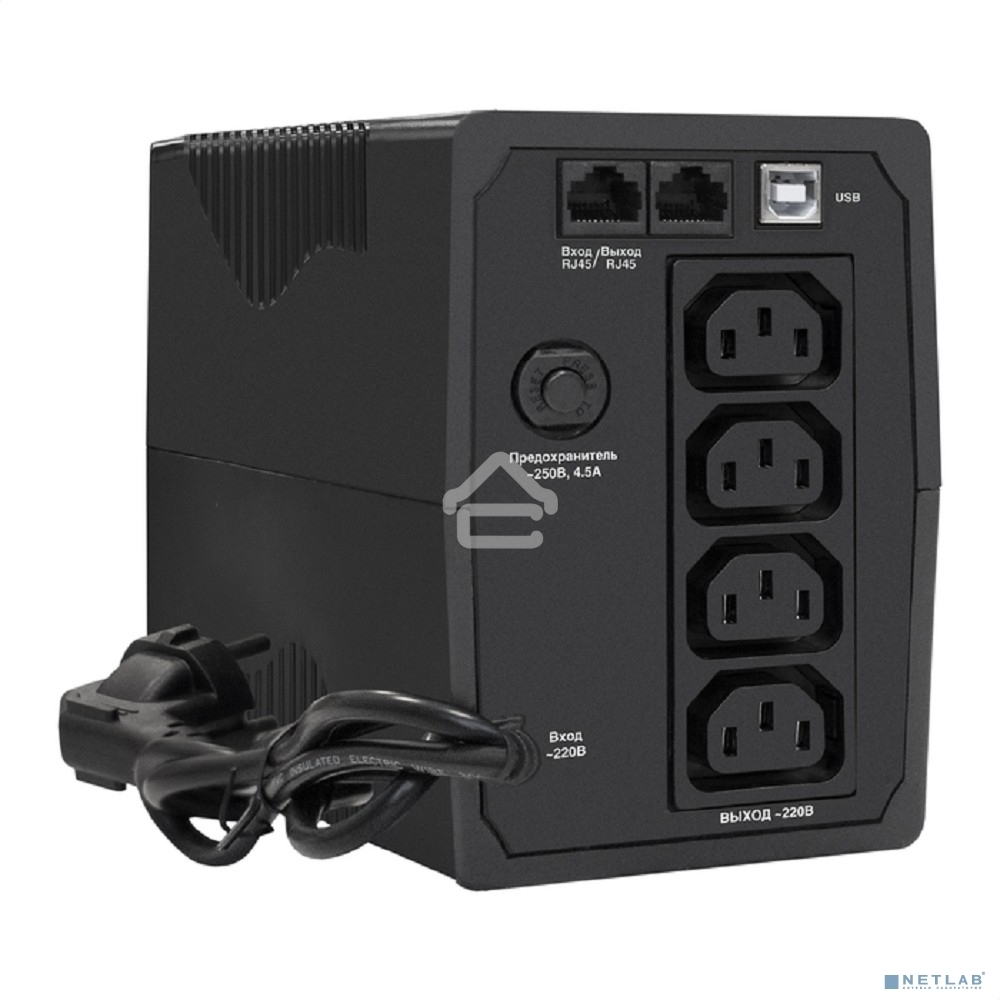 Источник бесперебойного питания ExeGate SpecialPro UNB-600.LED.AVR.4C13.RJ.USB 600VA/360W, LED, AVR, 4*C13, RJ45/11, USB, черный