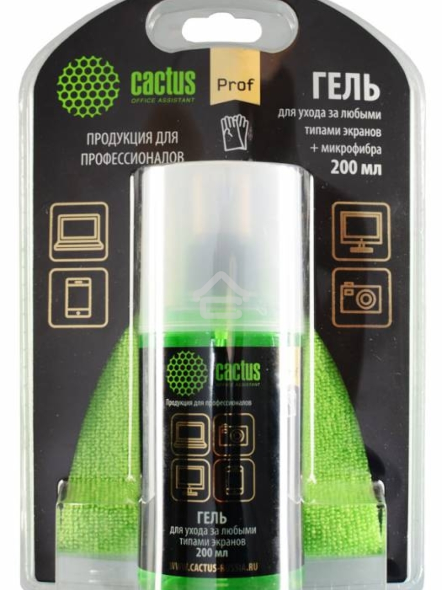 Чистящий набор (салфетки + гель) Cactus CS-S3004BL для экранов и оптики блистер 1шт 25х25см 200мл