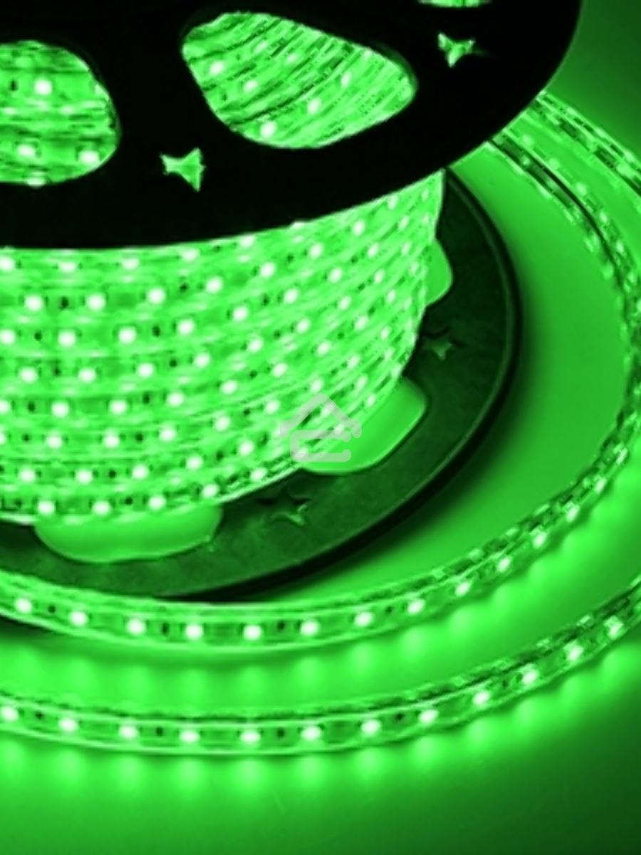 Лента LED 220 В, 13х8 мм, IP67, SMD 5050, 60 LED/m, цвет свечения зеленый