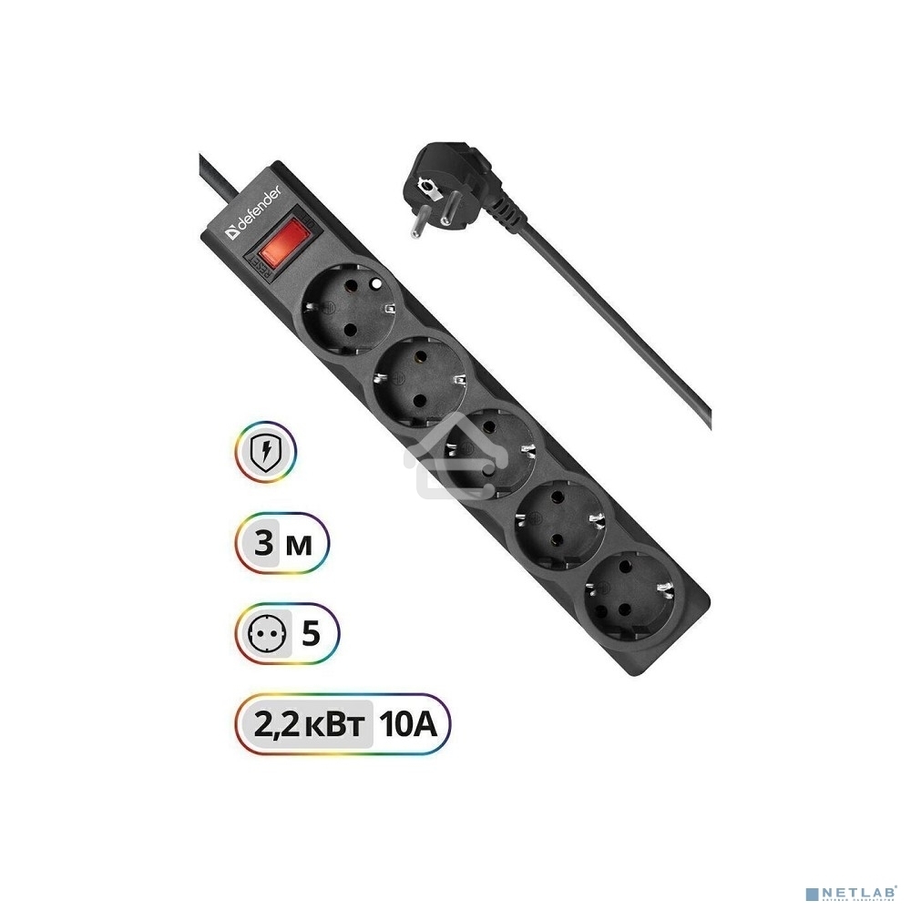 Сетевой фильтр Defender 3M ES LARGO 5OUTL.